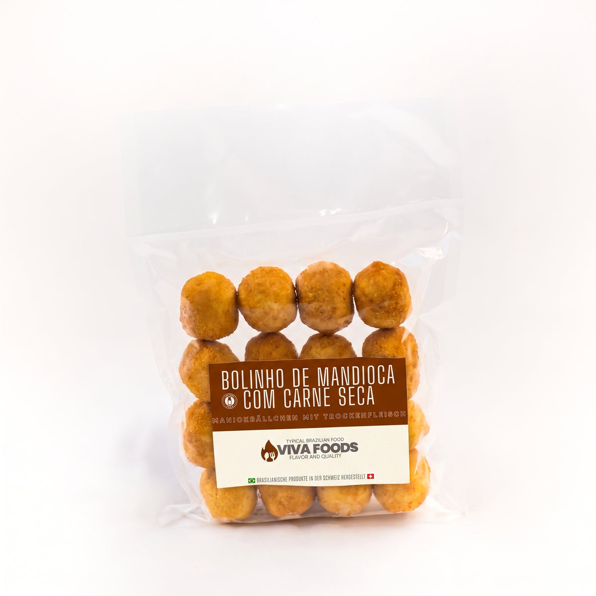 BOLINHO DE MANDIOCA COM CARNE SECA FRITO (Saco de 16 Unid)