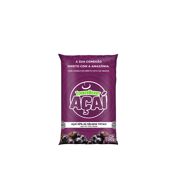 Açaí Premium Timberberry 15% de sólidos totais, embalagem de 1 kg